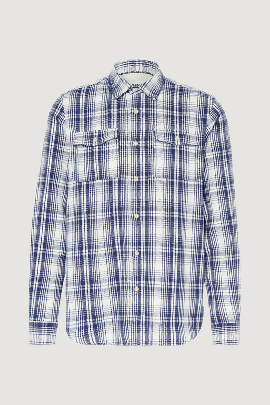 SCOTCH & SODA - REGULAR FIT FLANNEL CHECK SHIRT - BLUE WHITE CHECK