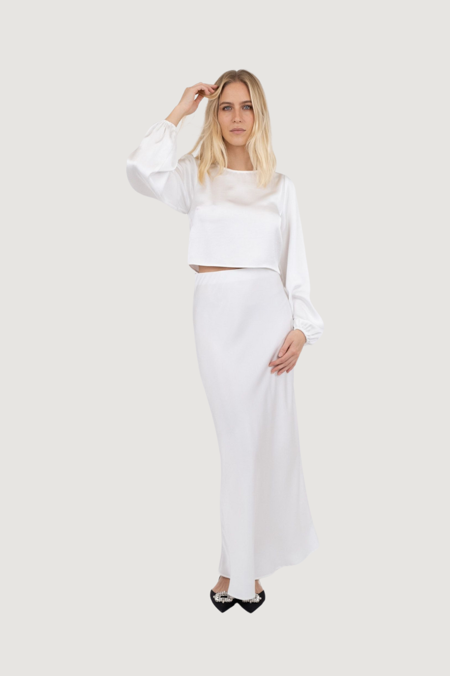 NEO NOIR - KLEA HEAVY SATEEN SKIRT - WHITE