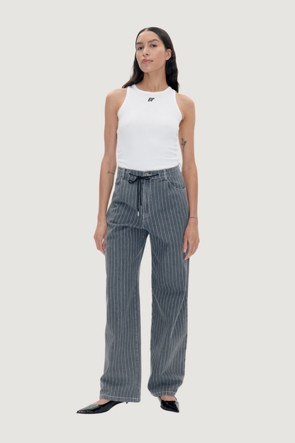 BAUM UND PFERDGARTEN - NANNY PANTS - GREY PINSTRIPE DENIM