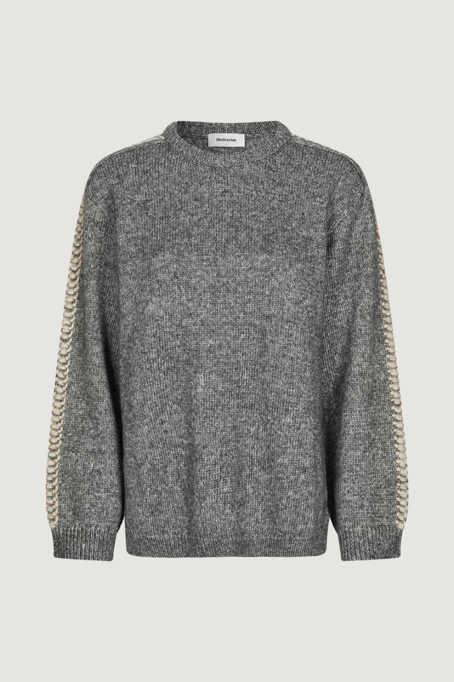 MODSTRÖM - LINEMD O-NECK - DARK GREY MELANGE