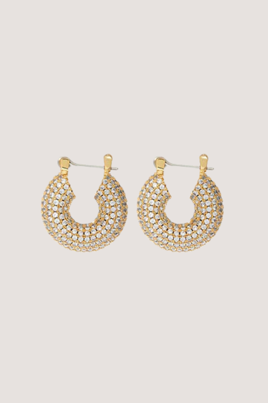 LUV AJ - PAVE MINI DONUT HOOPS - GOLD