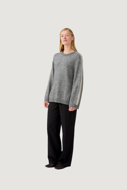 MODSTRÖM - LINEMD O-NECK - DARK GREY MELANGE