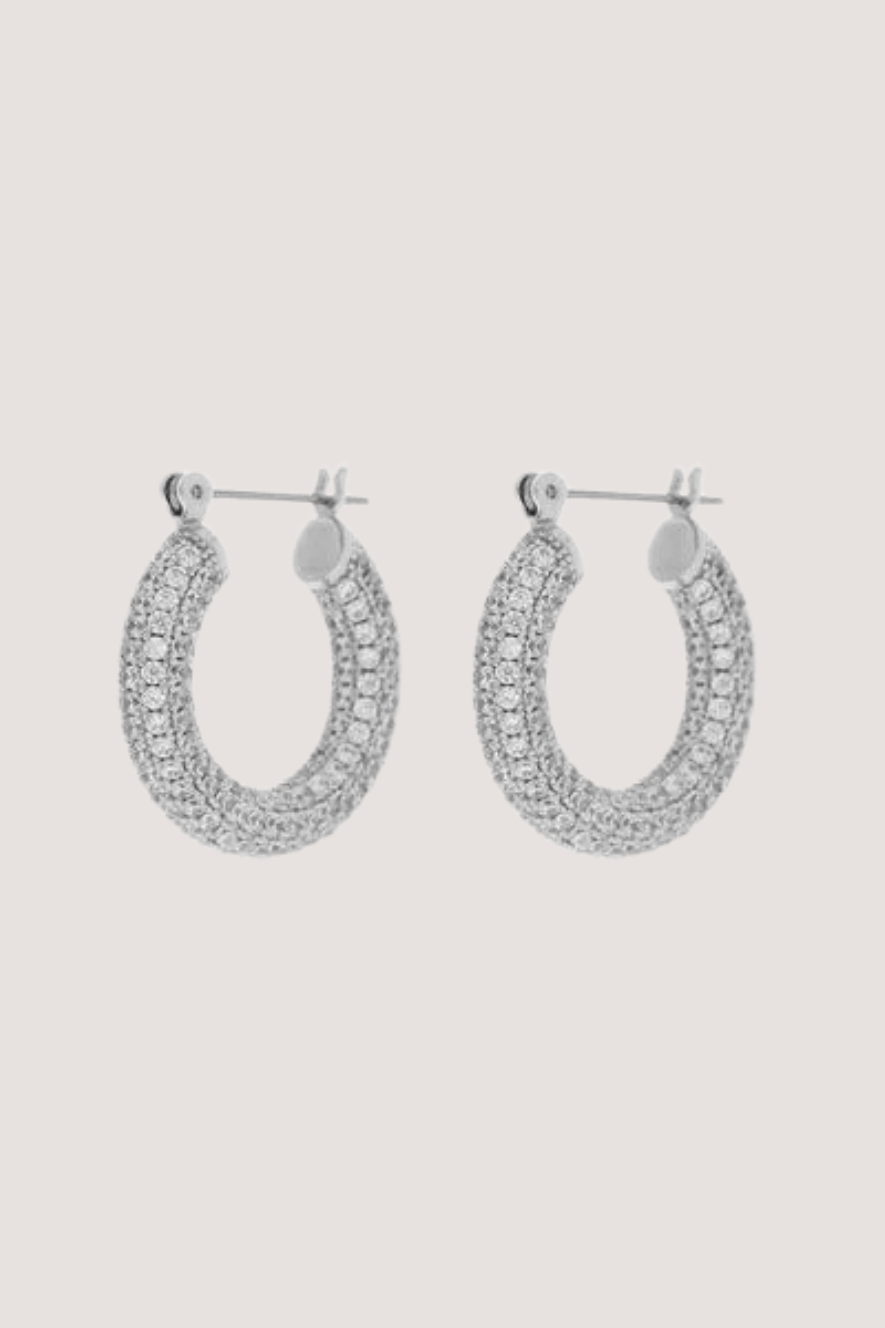 LUV AJ - PAVE BABY AMALFI HOOPS - SILVER