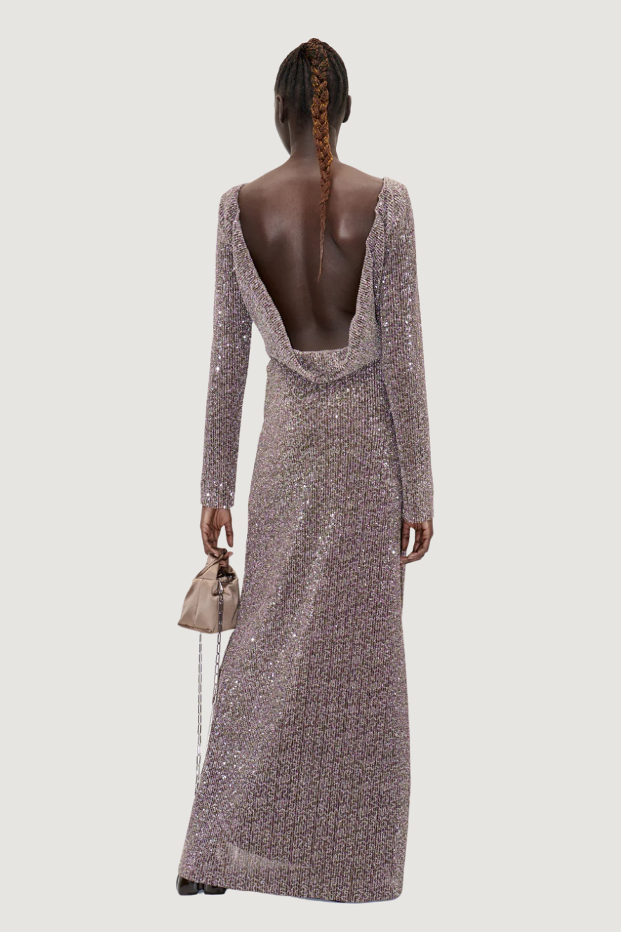 STINE GOYA - CARSONI LONG DRESS - HOLOGRAPHIC SEQUIN