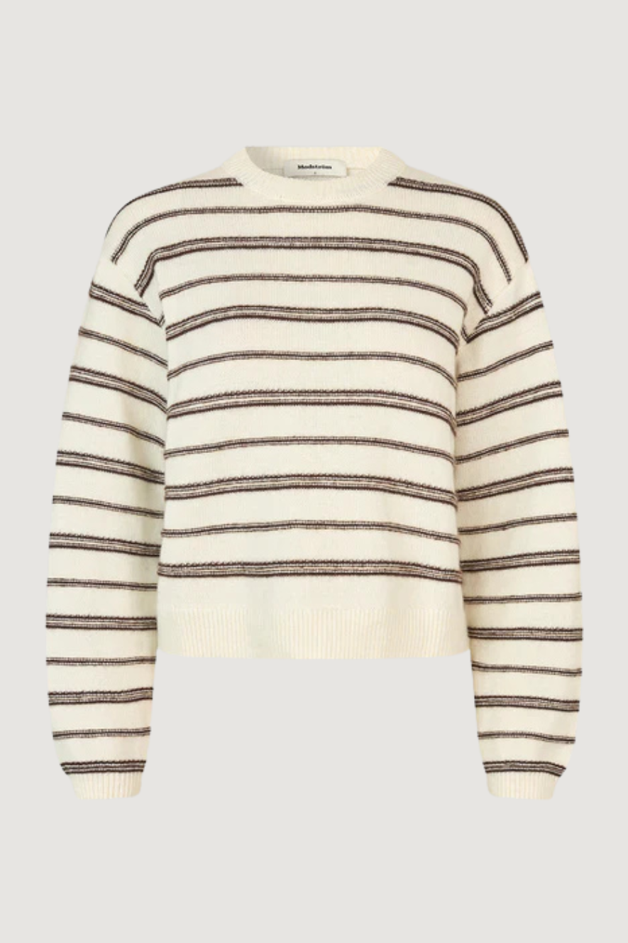 MODSTRÖM - LINEUSMD STRIPE O-NECK - SOFT WHITE CEDAR