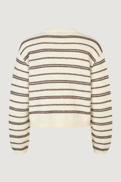 MODSTRÖM - LINEUSMD STRIPE O-NECK - SOFT WHITE CEDAR