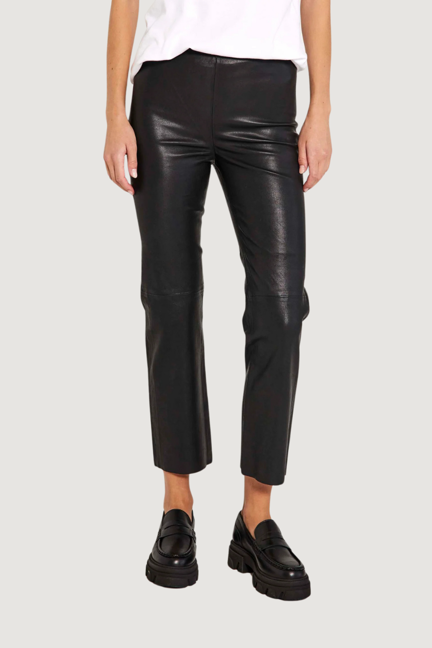 NORTH - CELIA STRETCH LEATHER PANTS - BLACK
