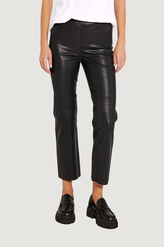 NORR - CELIA STRETCH LEATHER PANT - BLACK