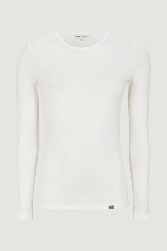 ESMÉ STUDIOS - ESPENELOPE LS O-NECK SLIM T-SHIRT - WHITE