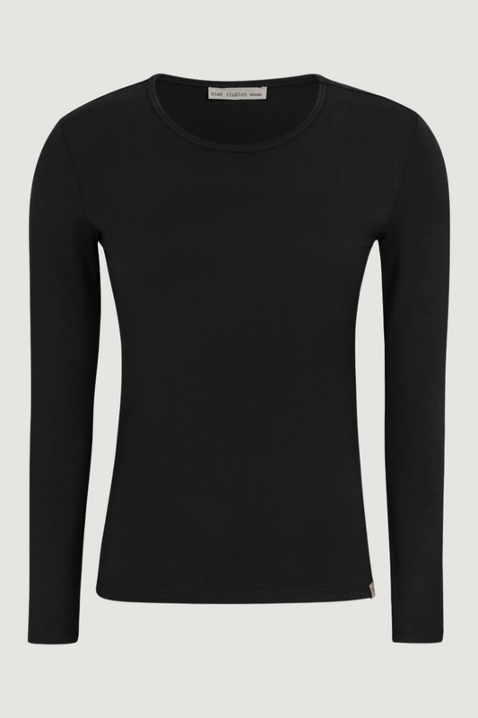 ESMÉ STUDIOS - ESPENELOPE LS O-NECK SLIM T-SHIRT - BLACK