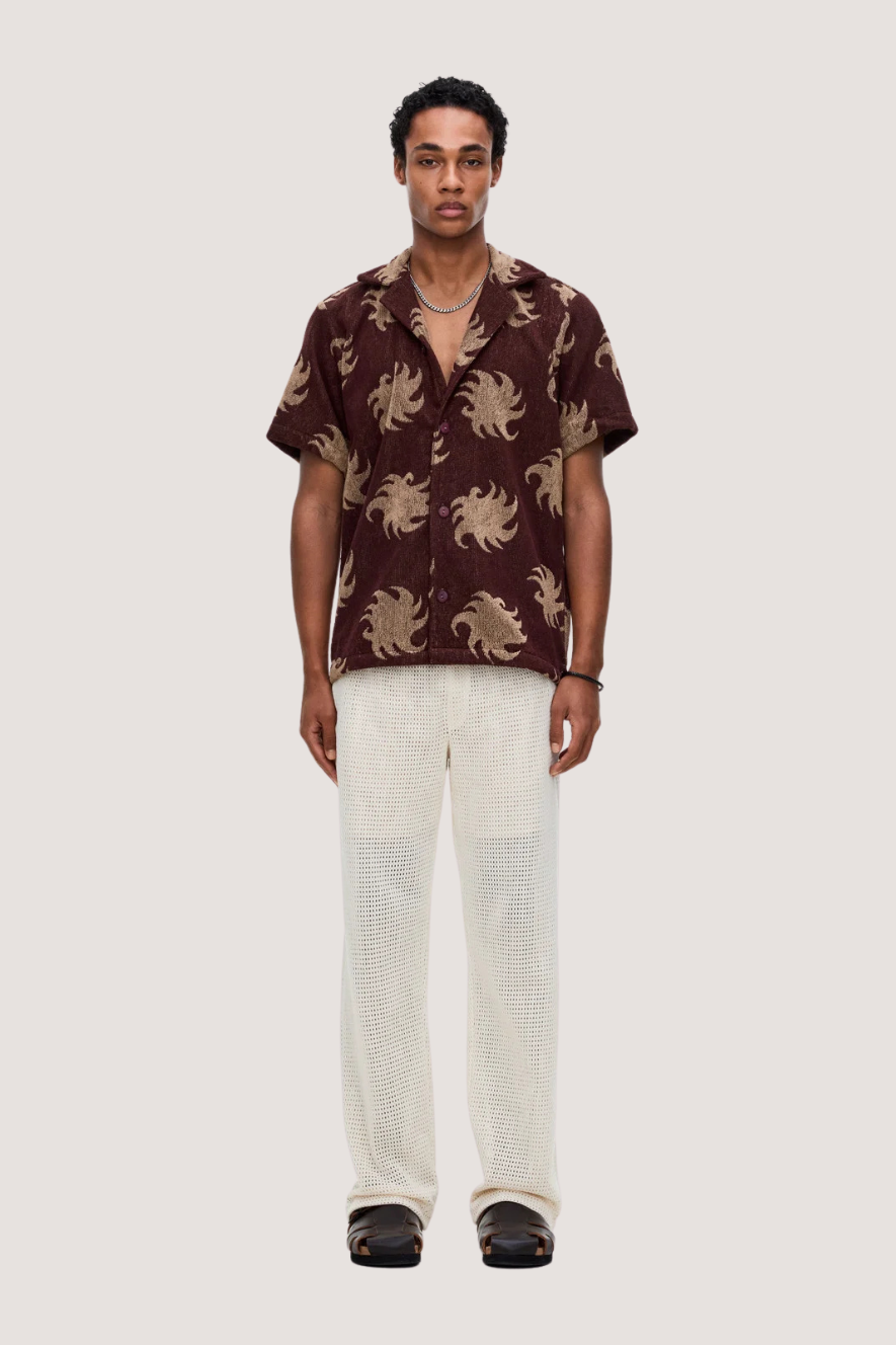 OAS COMPANY - MOCHA EMBER CUBA TERRY SHIRT - WINE RED