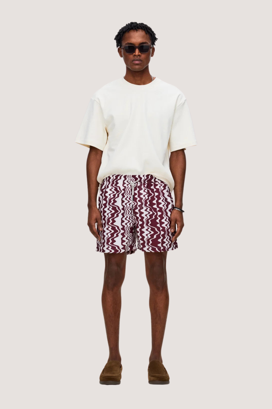 OAS COMPANY - RUBY VERVE SWIM SHORTS - IVORY/WINE RED