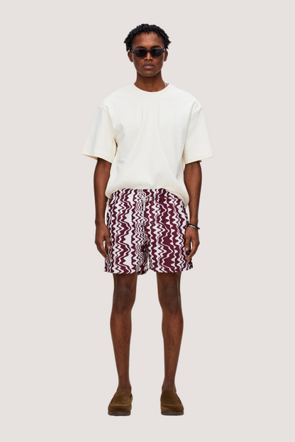 OAS COMPANY - RUBY VERVE SWIM SHORTS - IVORY/WINE RED