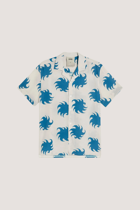 OAS COMPANY - SKY EMBER VISCOSE SHIRT - IVORY/BLUE