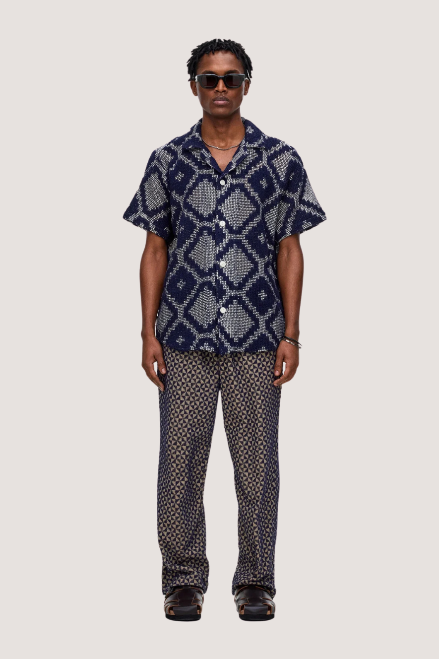 OAS COMPANY - TRASTEVERE CUBA CROCHET SHIRT - NAVY