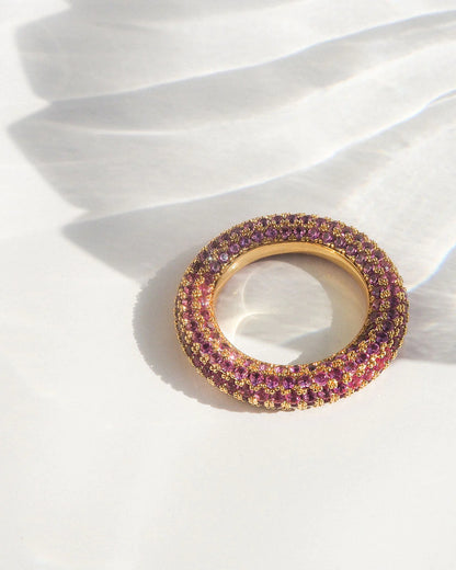 LUV AJ - PAVE AMALFI RING - PINK/GOLD