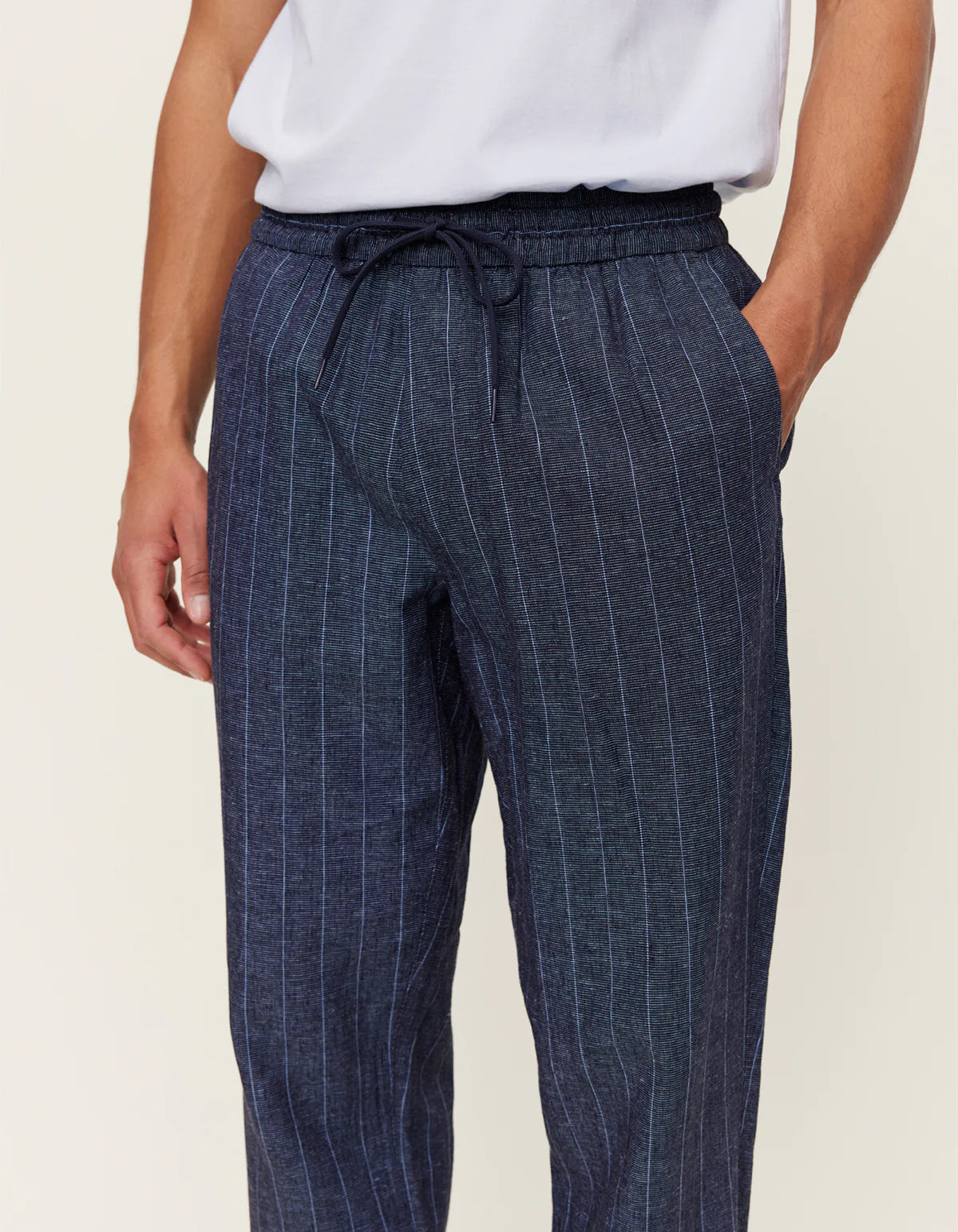 LES DEUX - PATRICK LINEN PANTS - DARK NAVY/IVORY