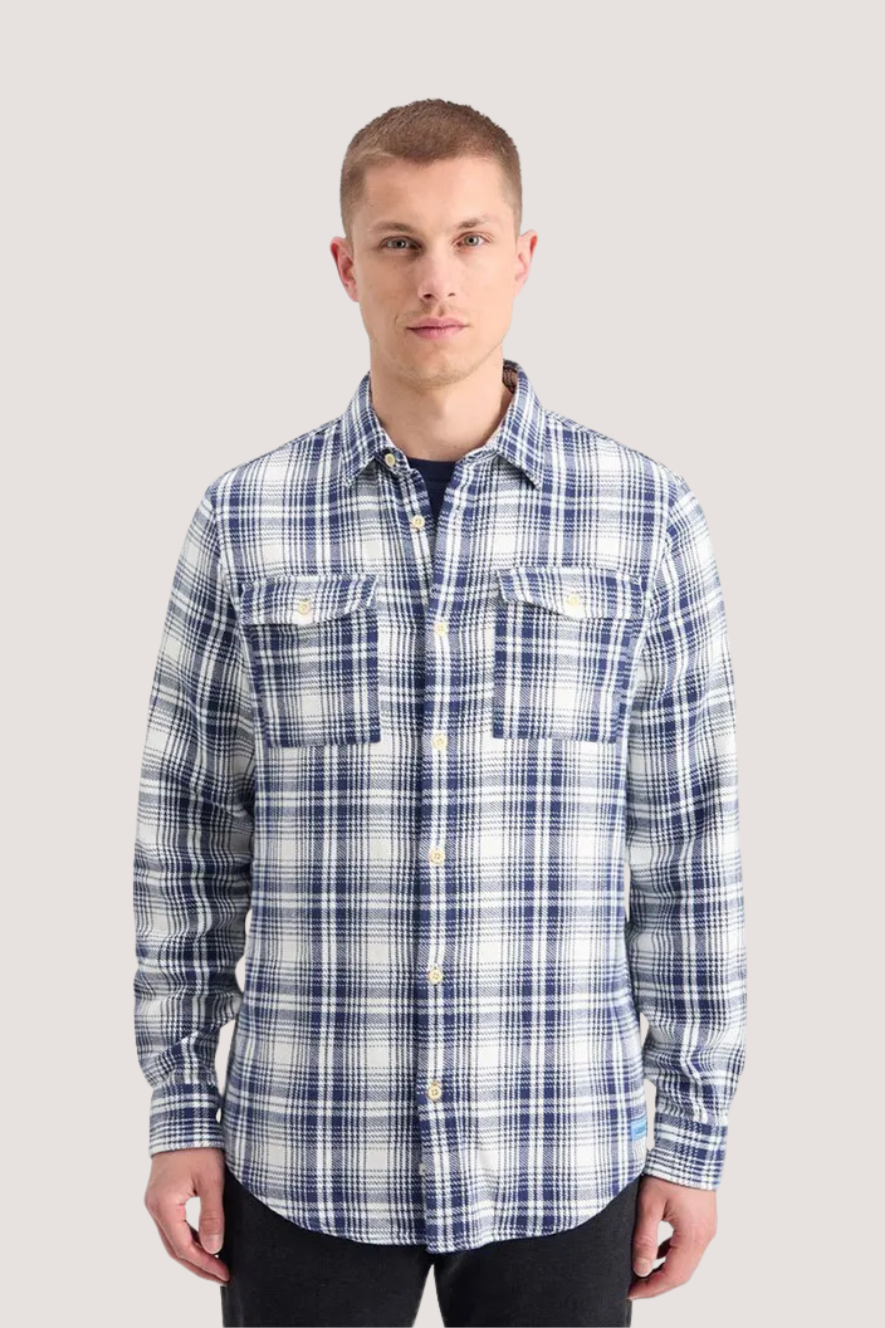 SCOTCH & SODA - REGULAR FIT FLANNEL CHECK SHIRT - BLUE WHITE CHECK