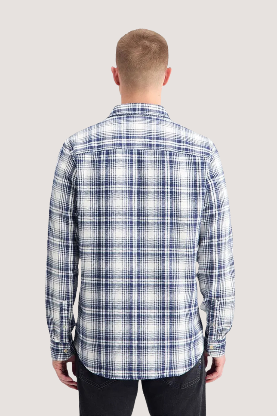 SCOTCH & SODA - REGULAR FIT FLANNEL CHECK SHIRT - BLUE WHITE CHECK