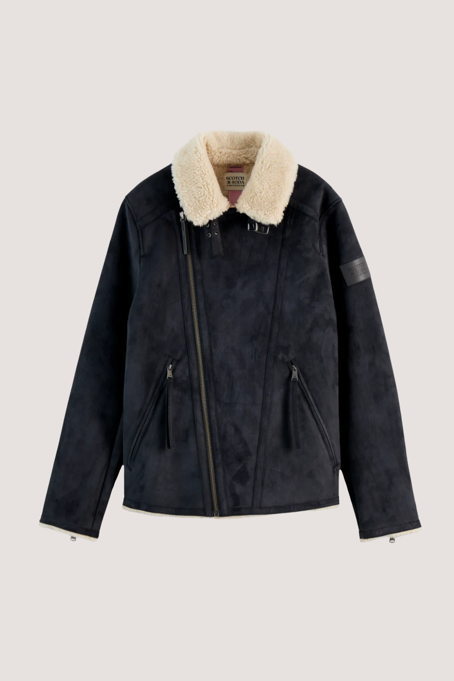 SCOTCH & SODA - FAUX SHEERLING JACKET - BLACK