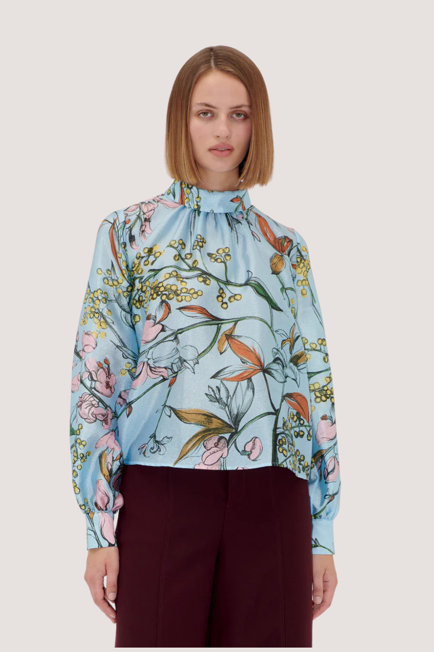 STINE GOYA - GATHERED LONG SLEEVE TOP - SPRING MIMOSA