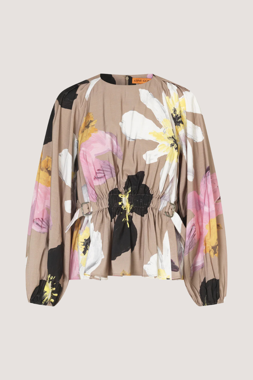 STINE GOYA -  DOUBLE BUCKLE RAGLAN TOP - WILD FLOWERS