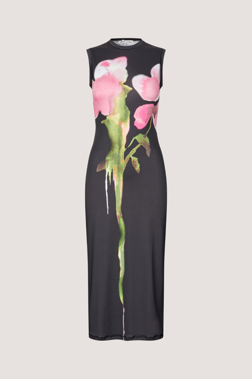 STINE GOYA - ELASTIC TANK CREWNECK DRESS - MELTING FLOWERS