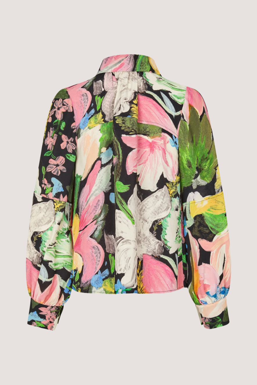 STINE GOYA - GATHERED LONG SLEEVE TOP - FLOWERS UNDER THE SUN