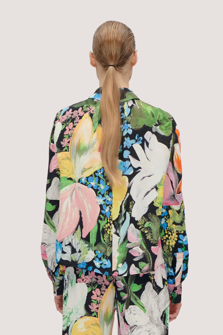 STINE GOYA - GATHERED LONG SLEEVE TOP - FLOWERS UNDER THE SUN