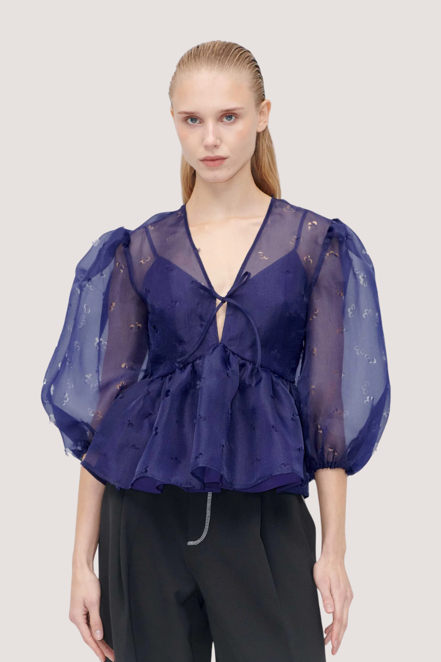 STINE GOYA - LONG SLEEVE BOW TOP - DITZY FLORAL