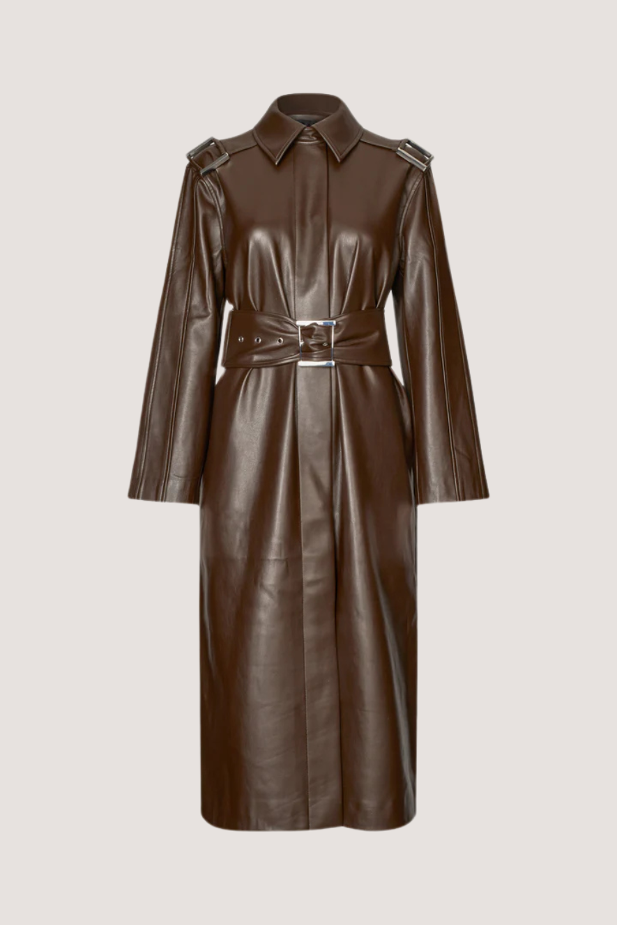 STINE GOYA - OVERSIZED TRENCHCOAT WITH BUCKLE BELT - CHOCOLATE