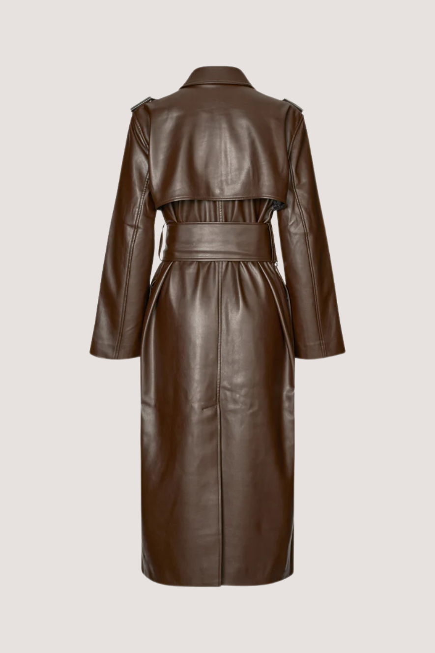 STINE GOYA - OVERSIZED TRENCHCOAT WITH BUCKLE BELT - CHOCOLATE