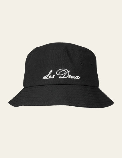 LES DEUX - SEERSUCKER BUCKET HAT - BLACK