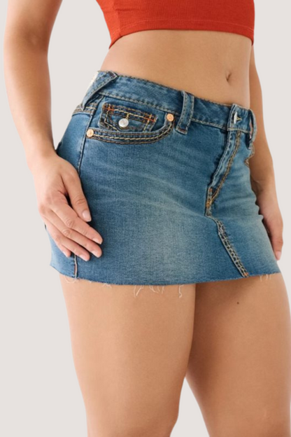 TRUE RELIGION - SADIE MINI SKIRT - DARK WASH