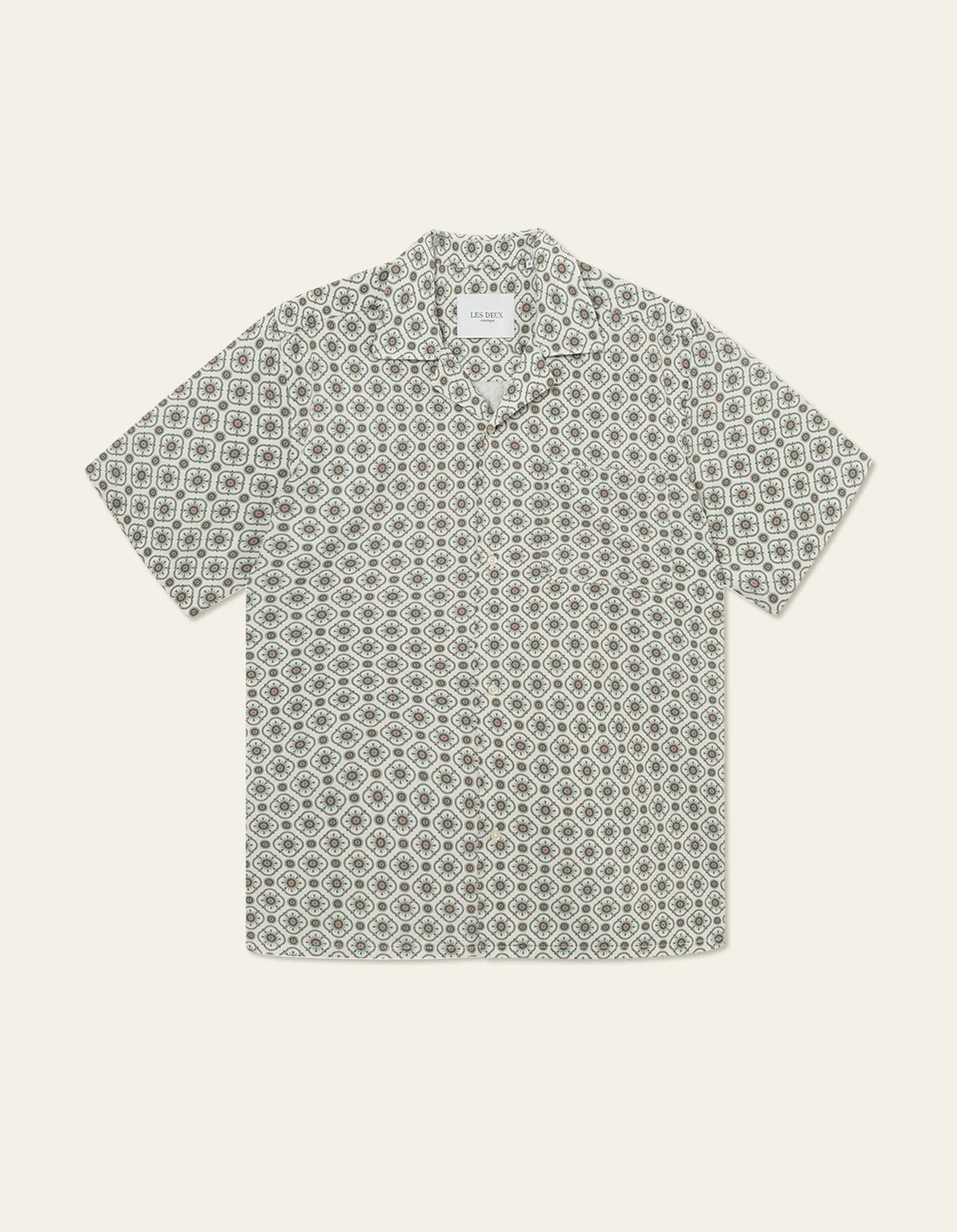 LES DEUX - TAPESTRY SS SHIRT - IVORY/LIGHT JADE GREEN