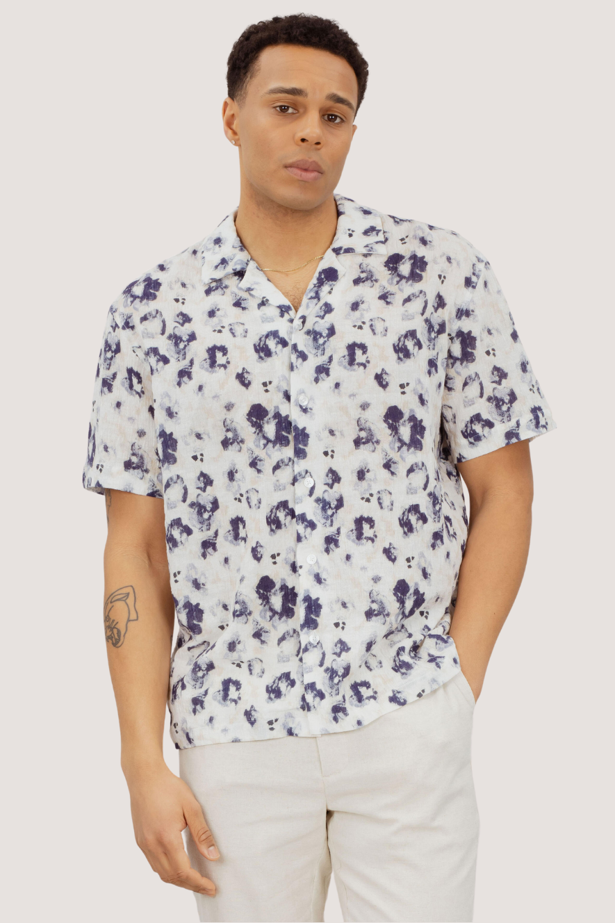 URBAN PIONEERS - GASTON SS SHIRT - BLUE AOP