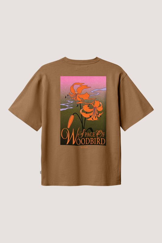 WOODBIRD - WBBAINE FLOWER TEE - DARK BROWN