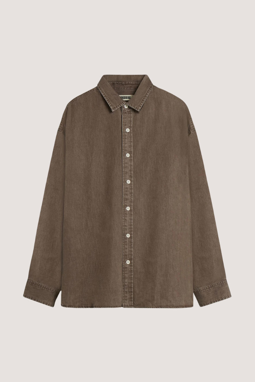 WOODBIRD - WBJONG WASHED SHIRT - BROWN