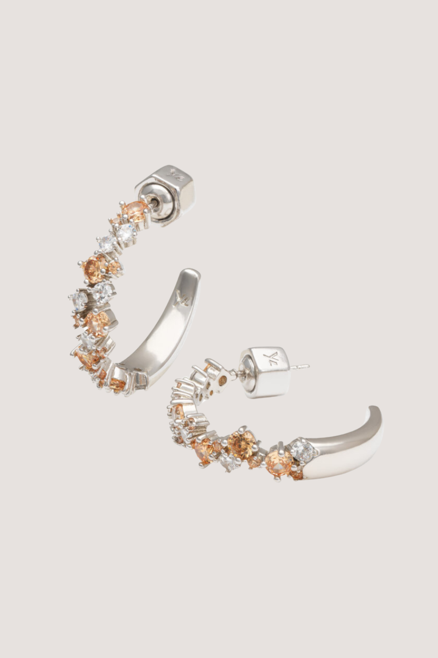 YLVA LI - MEADOW AVANTGARDE EARRINGS – LIGHT CHAMPAGNE/SILVER