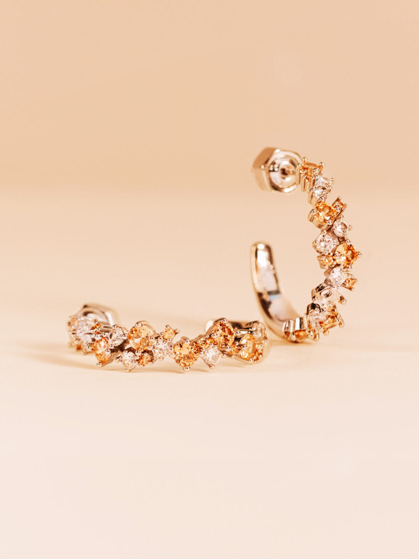 YLVA LI - MEADOW AVANTGARDE EARRINGS – LIGHT CHAMPAGNE/SILVER