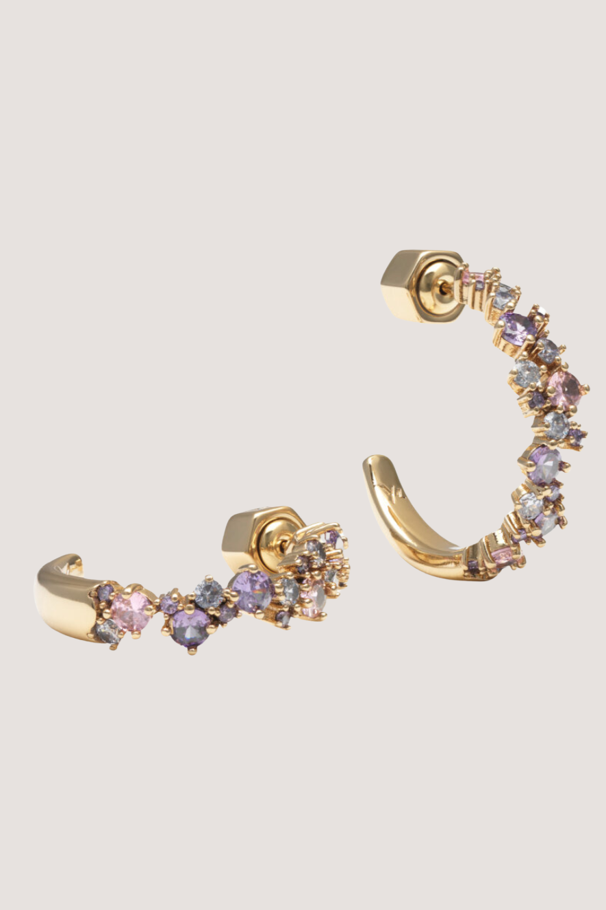 YLVA LI - MEADOW AVANTGARDE EARRINGS - PINK AMETHYST/GOLD