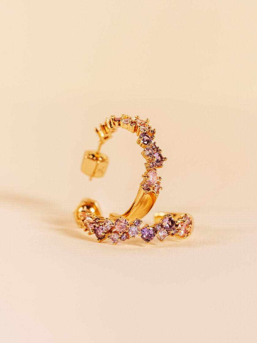 YLVA LI - MEADOW AVANTGARDE EARRINGS - PINK AMETHYST/GOLD