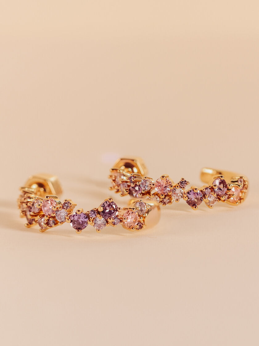 YLVA LI - MEADOW AVANTGARDE EARRINGS - PINK AMETHYST/GOLD