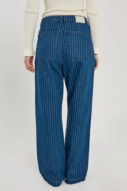 NORR - KENZIE PLEAT WIDE JEANS - CLEAR BLUE W. STRIPES